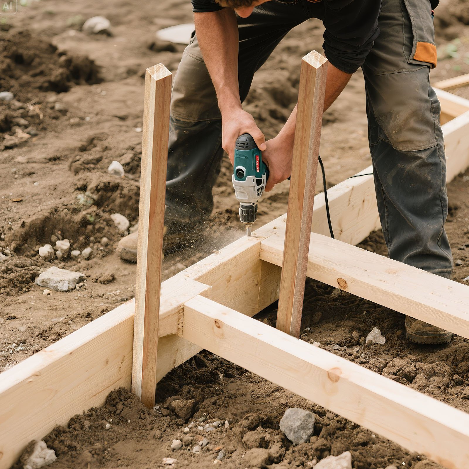 VEVOR Pali in Legno Duro per Recinzione, Picchetti da Giardino in Legno di Abete con Punta Affilata, 25 Pezzi 19,05 x 19,05 x 1219,2 mm, Pali di Recinzione Segnaletici per Confini di Cortili