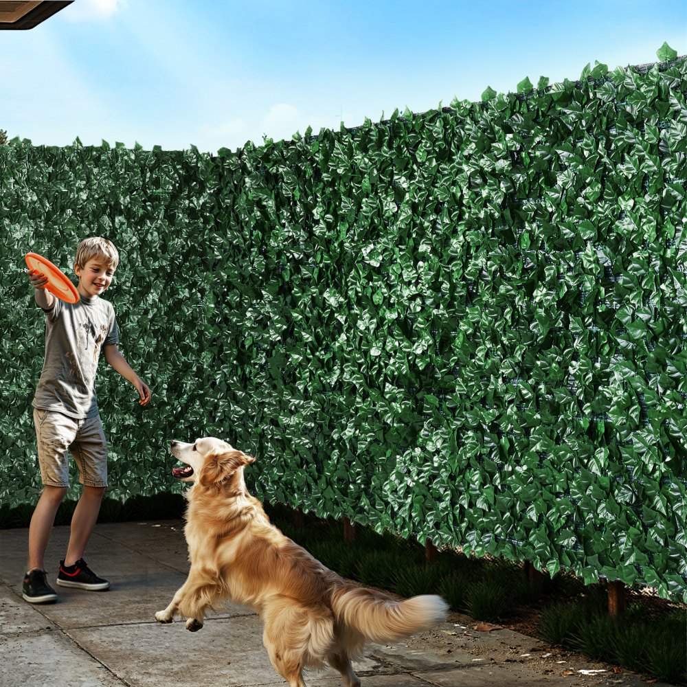 VEVOR Recinto per privacy edera 2440 x 1830 mm, Recinto per privacy foglie artificiale collegamento rinforzato, Siepe artificiale foglie decorazione per giardino, cortile, balcone terrazza