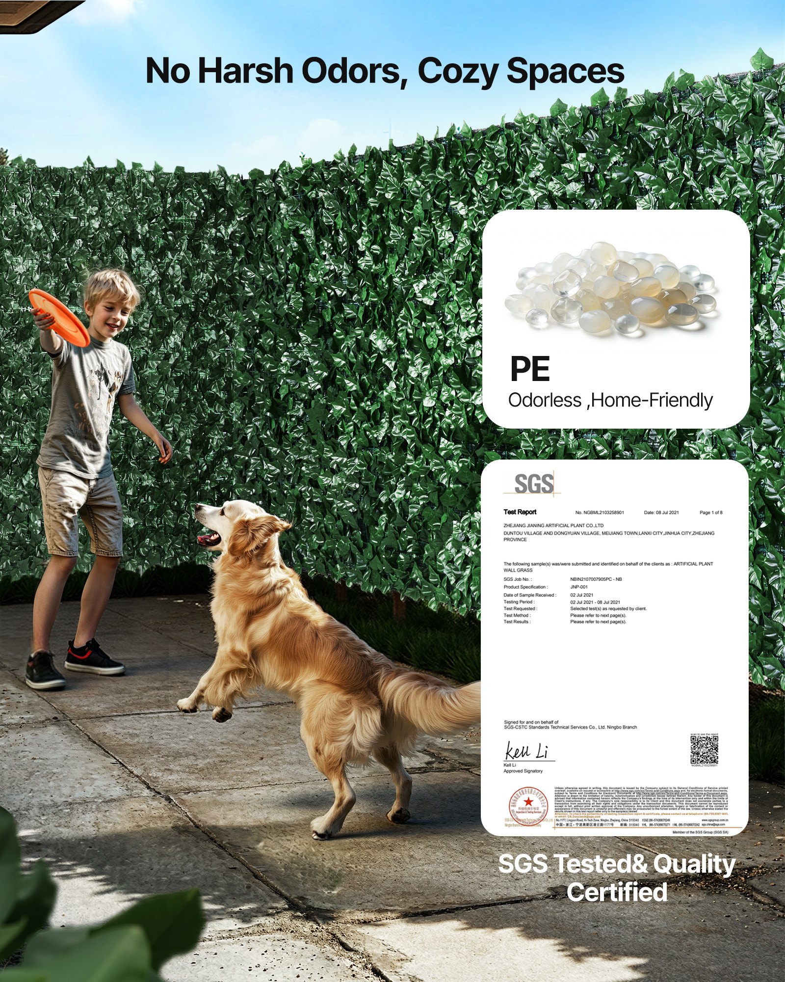 VEVOR Recinto per privacy edera 2440 x 1830 mm, Recinto per privacy foglie artificiale collegamento rinforzato, Siepe artificiale foglie decorazione per giardino, cortile, balcone terrazza
