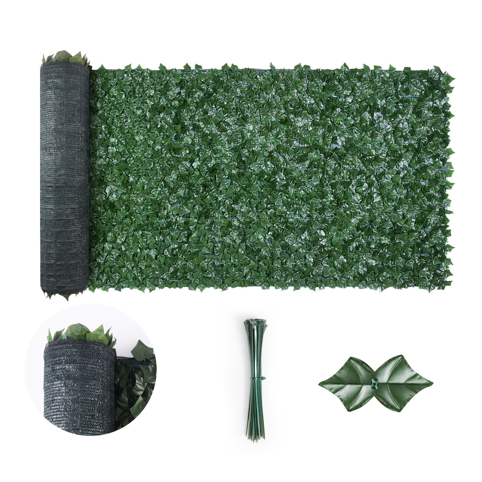 VEVOR Recinto per privacy edera 2440 x 1830 mm, Recinto per privacy foglie artificiale collegamento rinforzato, Siepe artificiale foglie decorazione per giardino, cortile, balcone terrazza
