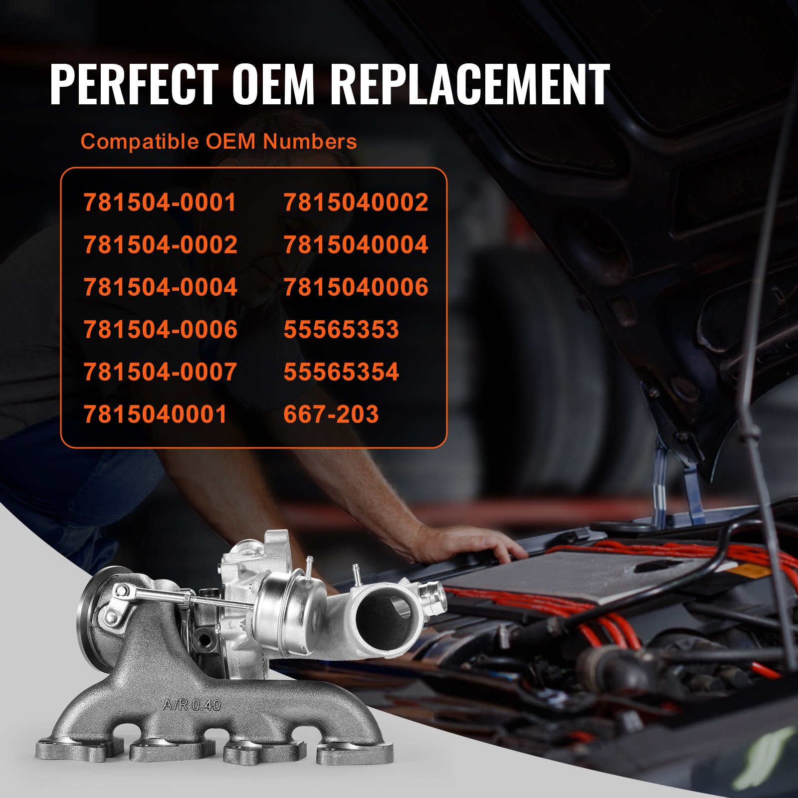 VEVOR Turbocompressore Compatibile con Kit Guarnizioni, Turbocompressore di Ricambio per Motore Auto con Chevy Chevrolet Cruze 2011-2019 1,4 T 781504-5001S 781504-0005 55565353 781504-0001 860156