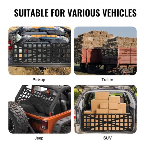 VEVOR Rete Per Portellone Posteriore 1380x470 Mm – Carico Fino A 272 Kg, Con 4 Cinghie Telescopiche Regolabili, Per Pick-up E SUV