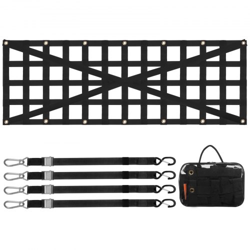 HUNYA Rete da carico per rimorchio,Rete di carico per Letto del camioncino Si allunga - Rete Elastica per carichi Pesanti con pianale per Camion con 4 Cinture fisse e Borsa portaoggetti HUNYA Rete da carico per rimorchio,Rete di carico per Letto del camioncino Si allunga - Rete Elastica per carichi Pesanti con pianale per Camion con 4 Cinture fisse e Borsa portaoggetti