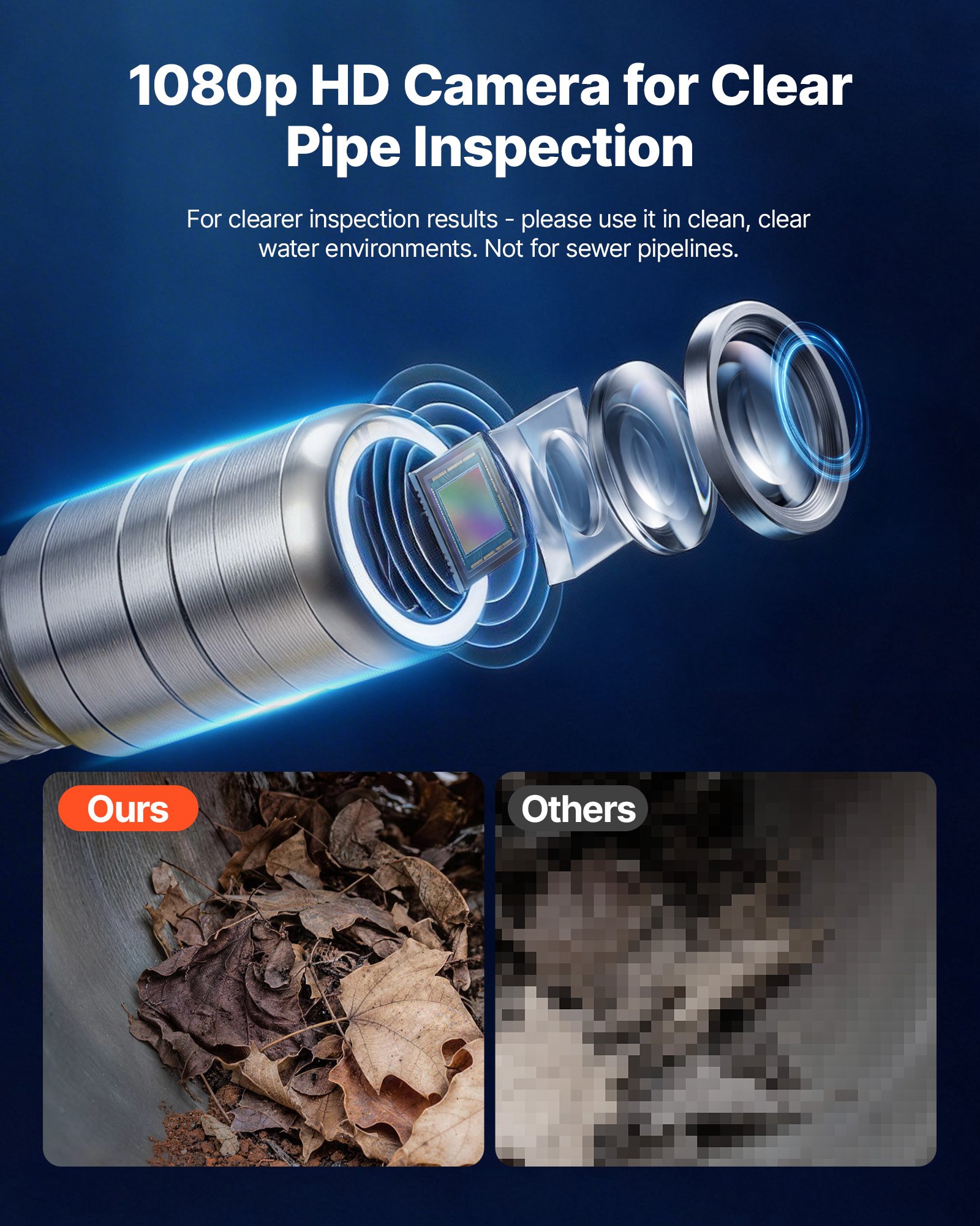 VEVOR 2026 Upgraded Sewer Camera with WiFi, 30m Drain Pipeline Camera, IP68 Snake Plumbing Cameras with Light- 12 LEDS, Wireless WiFi Connectivity to Phone/Tablet for Sewer Duct Pipe Inspection