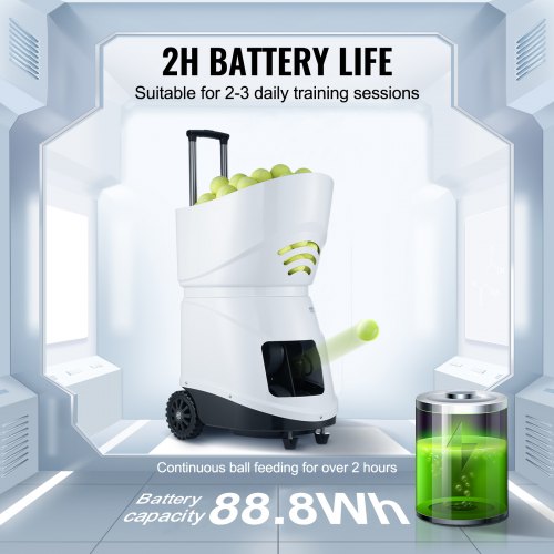 Macchina per Palline e Padel, Programmazione Intelligente, Durata della Batteria di 6-8 Ore, capacità di 100 Palline, Opzioni Batteria Integrata/Esterna, Adatto per allenamenti