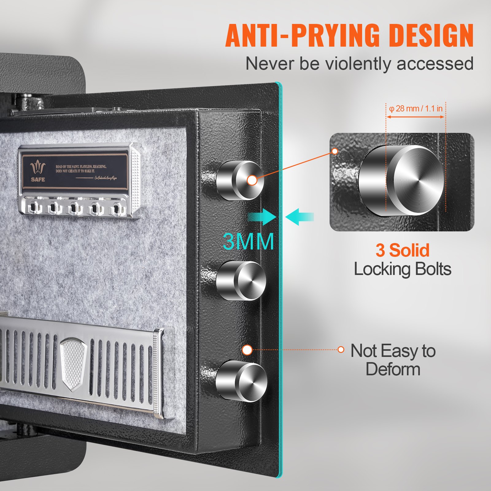 VEVOR Safe 1.2 cubic foot, furniture safe with fireproof money bag, password & key, digital home safe, removable shelf, inner cabinet, wall safe for cash, jewelry, documents, etc.