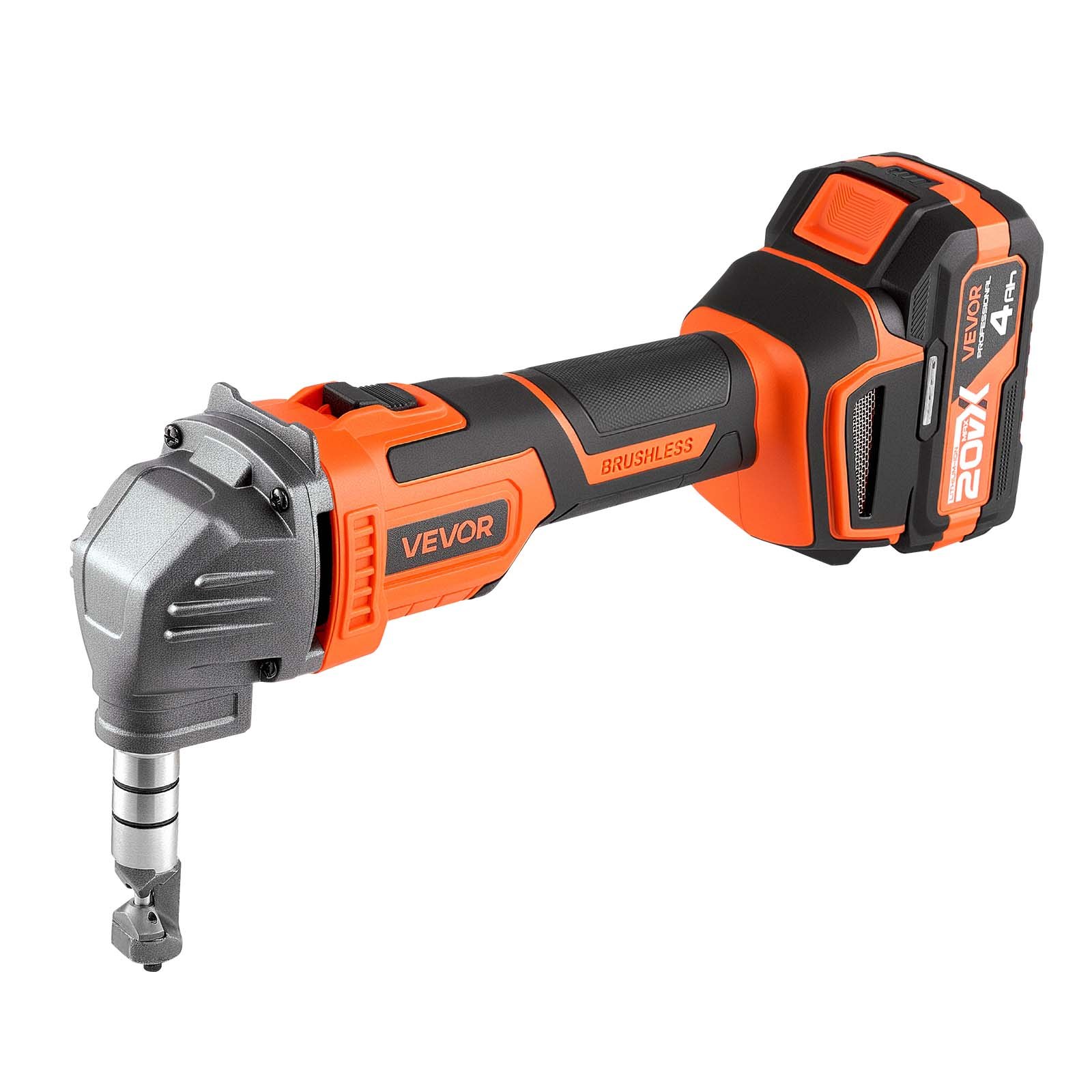 VEVOR Roditrice per Lamiere Senza Fili con Batteria da 20 V 4000 mAh, Motore Brushless da 2200 giri/min, Taglierina Elettrica per Lamiere con Custodia in Plastica per Taglio di Acciaio Alluminio