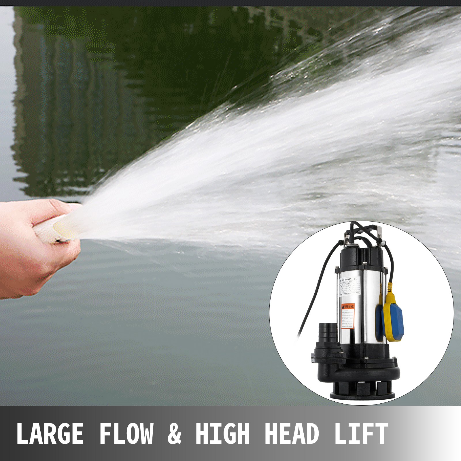 Pompa Sommersa 2hp Elettropompa Acciaio Inox 1500w Per Fogna Acque Sporche 22m