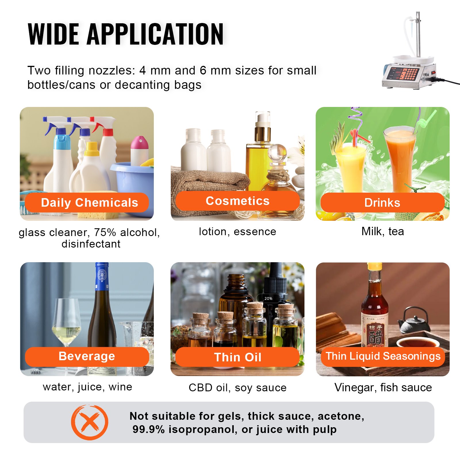 VEVOR Riempitrice Liquidi Capacità di Pesatura 5-300 g, Riempitrice Liquidi Automatica per Bottiglie Controllo Digitale, Riempitrice da Banco con Pompa Peristaltica Acqua Latte Vino Bevande Shampoo