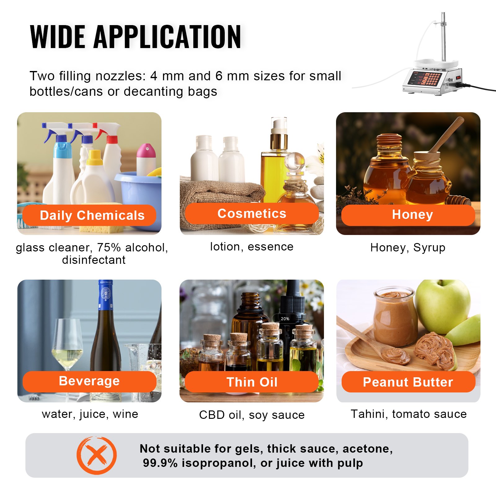 VEVOR Riempitrice per Liquidi Capacità di Pesatura 5-50 g, Riempitrice Liquidi Automatica per Bottiglie Controllo Digitale, Riempitrice da Banco con Pompa Peristaltica Acqua Latte Vino Bevande Shampoo