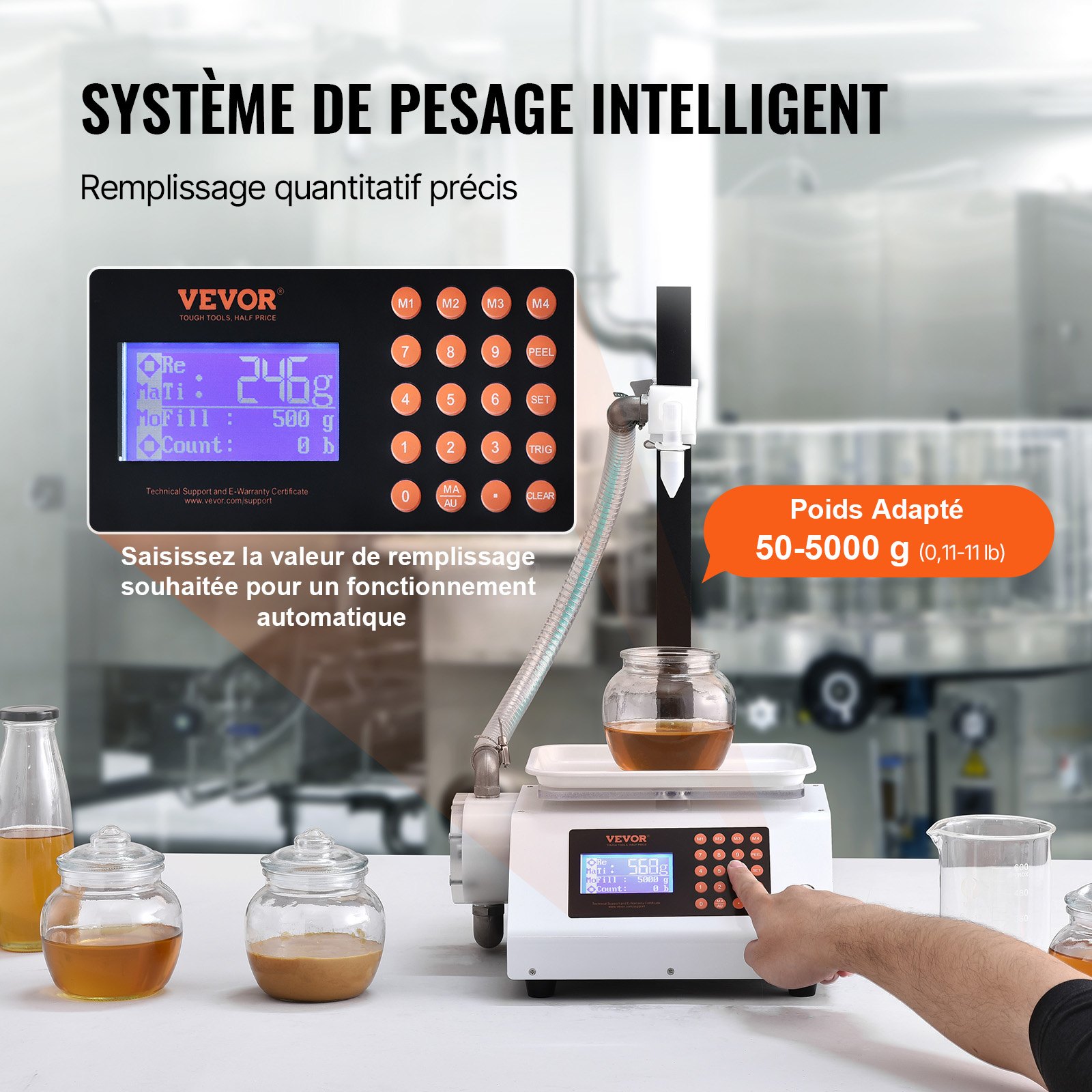 VEVOR Riempitrice per Liquidi Capacità Pesatura 5-5000g, Riempitrice Liquidi Automatica per Bottiglie Controllo Digitale, Riempitrice da Banco con Pompa Peristaltica Liquido ad alta Viscosità