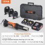 VEVOR crimping tool and battery set, Pro crimping tool, electric pipe crimping tool with V15, V22, and V28 jaws, crimping tool set with two 18V 2.0Ah batteries, fast charger, and carrying case