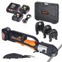 VEVOR Kit di Utensili per Pressatura e Batteria, Utensile Elettrico per Crimpatura di Tubi con Ganasce M15, M22, M28, Pressatura con 2 Batterie 18 V 4,0 Ah, Caricabatterie Rapido e Custodia Trasporto