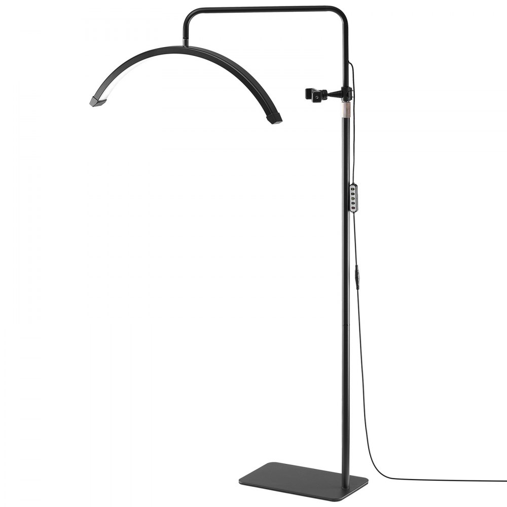 VEVOR Lampada da Pavimento per Centro Estetico LED Dimmerabile 40W, Lampada da Terra ad Arco 23 pollici con Supporto di Telefonino con Telecomando per Salone Bellezza Cura di Pelle Trucco