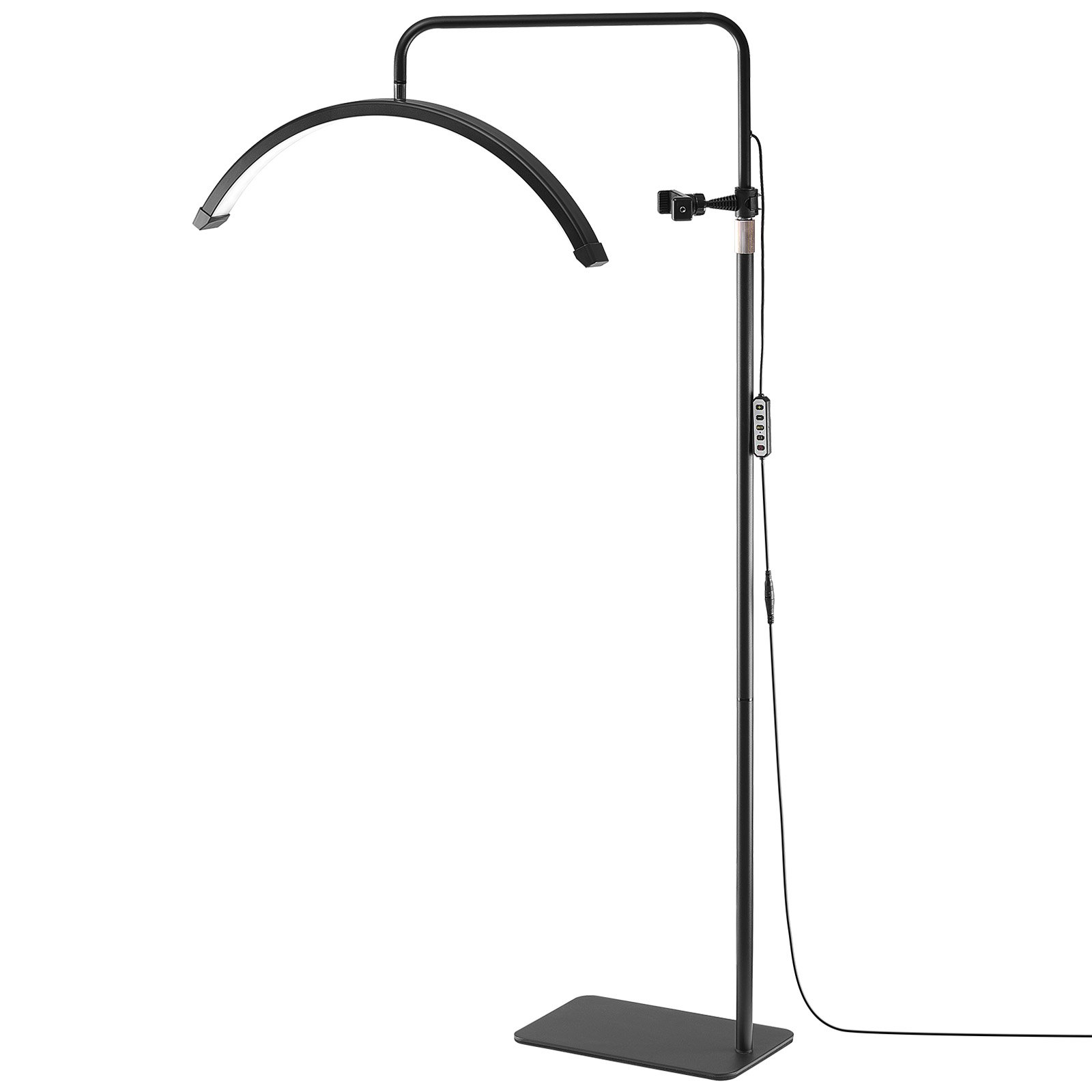 VEVOR Lampada da Pavimento per Centro Estetico LED Dimmerabile 40W, Lampada da Terra ad Arco 23 pollici con Supporto di Telefonino con Telecomando per Salone Bellezza Cura di Pelle Trucco