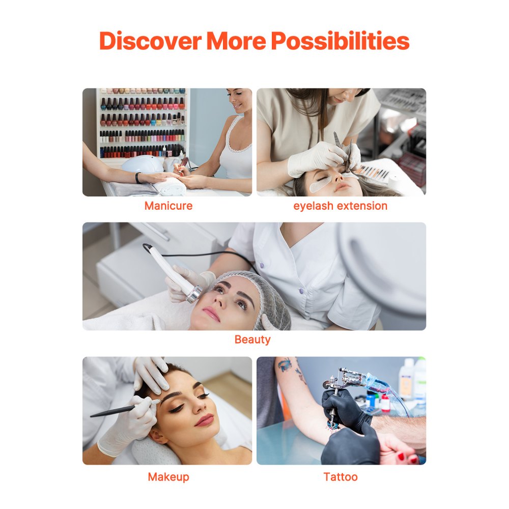 VEVOR Lampada da Tavolo per Unghie con Pinza da 20 W con Supporto per Telefonino Luminosità Temperatura del Colore Regolabile, Lampada da Tavolo a LED ad Arco per Trucco Salone Bellezza