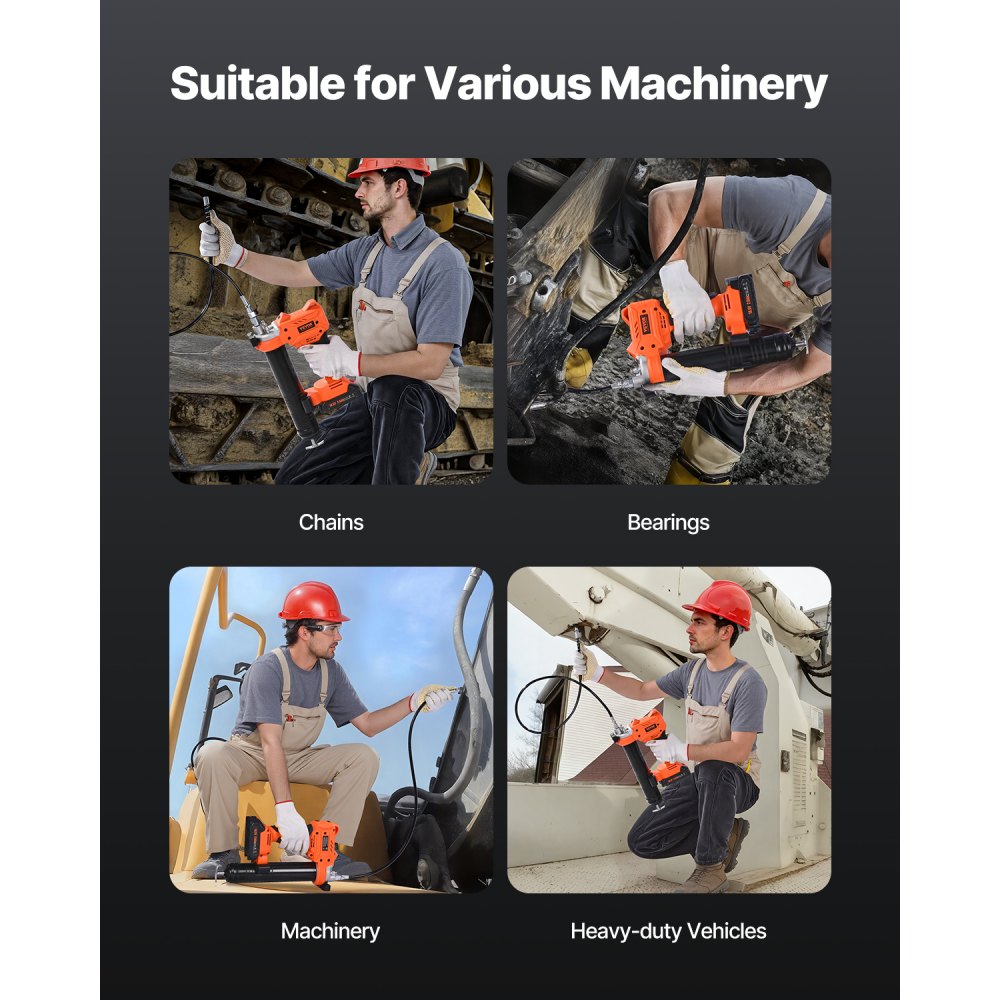 VEVOR Cordless Grease Gun, max. 55 MPa, with LED light and hose, 20V battery operated, compatible with 18V Makita batteries, for lubricating vehicles or machines (Tool only, battery not included)