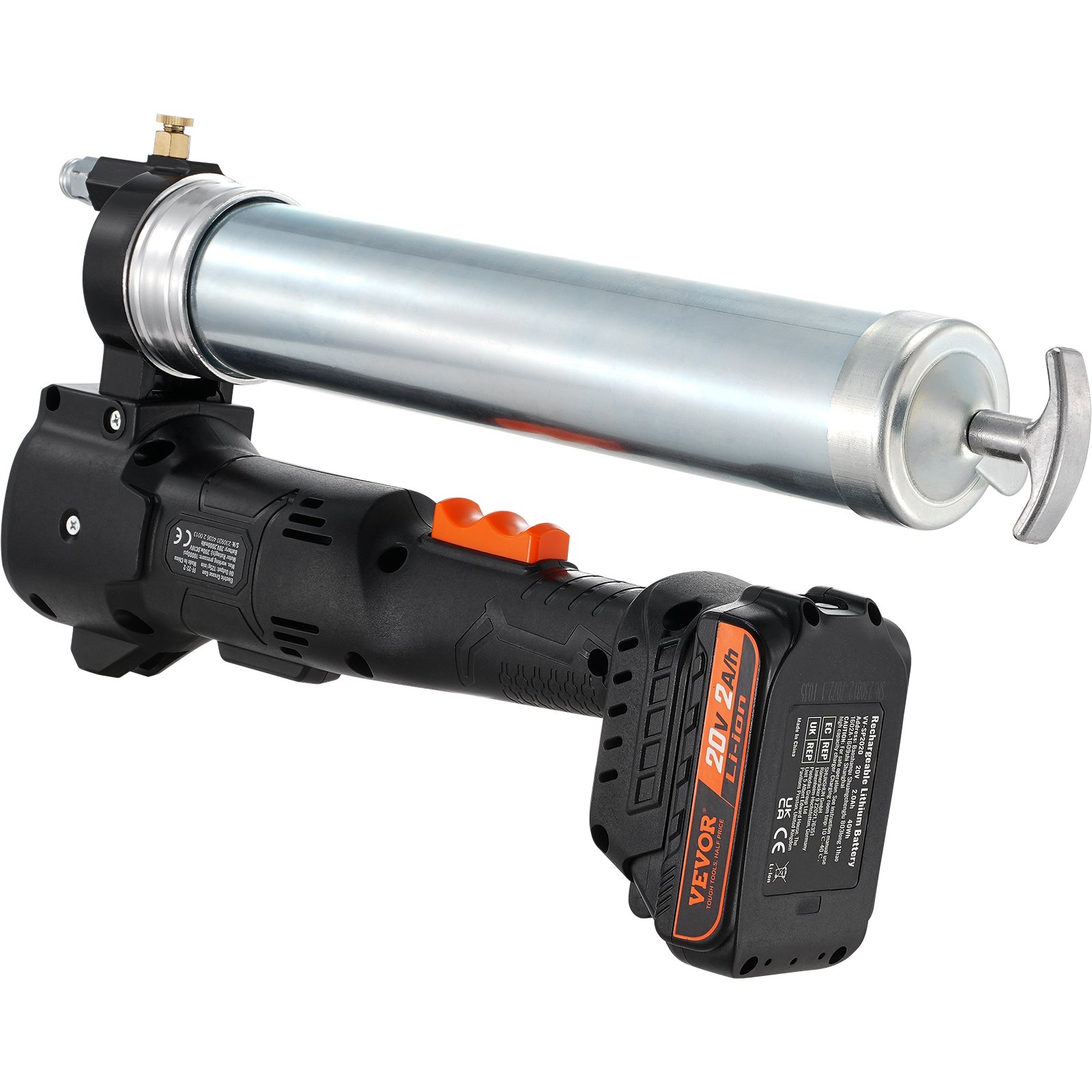 VEVOR Pistola Grasso a Batteria 20V Pressione max. 10000 PSI, Kit di Ingrassatore Pistola per Grasso Elettrica Alimentata a Batteria ad Alta Pressione con Valigetta Portatile, Kit di Pistola Grasso
