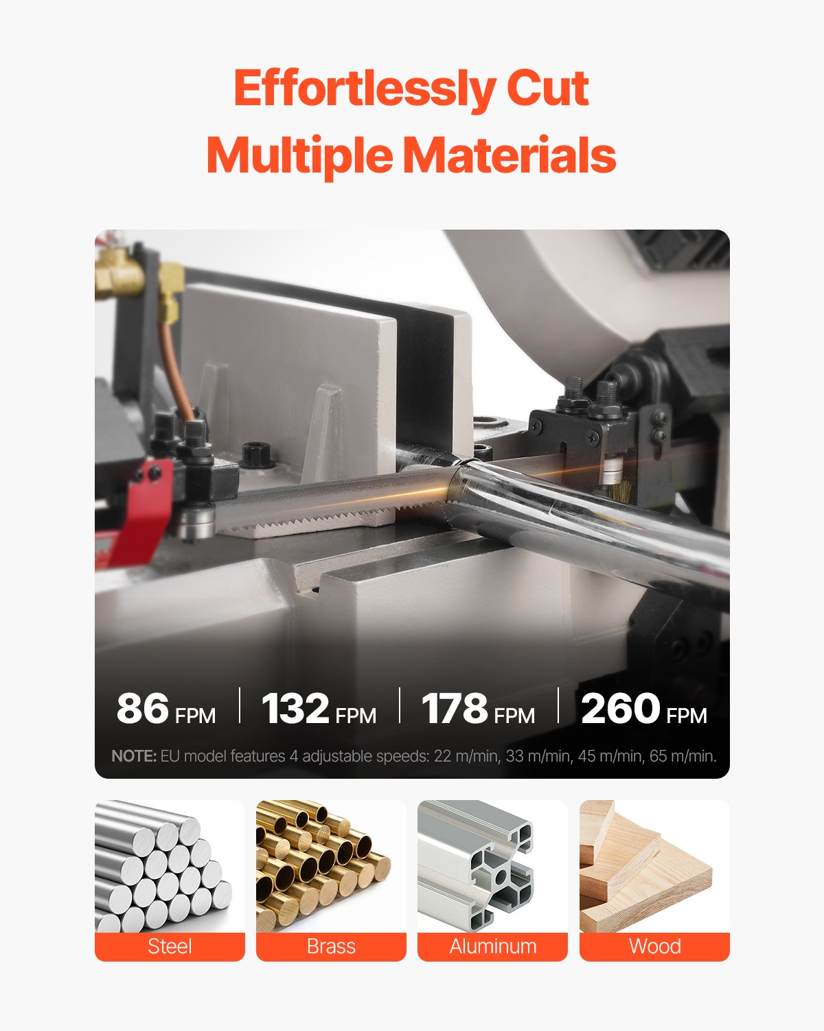 VEVOR Troncatrice a Nastro Orizzontale per Metallo 17,78 x 30,48 cm Troncatrice a Nastro per Taglio Verticale in Metallo con Motore 1,1 kW Regolazione dell'Angolo 0 a 45° per Metallo e Plastica