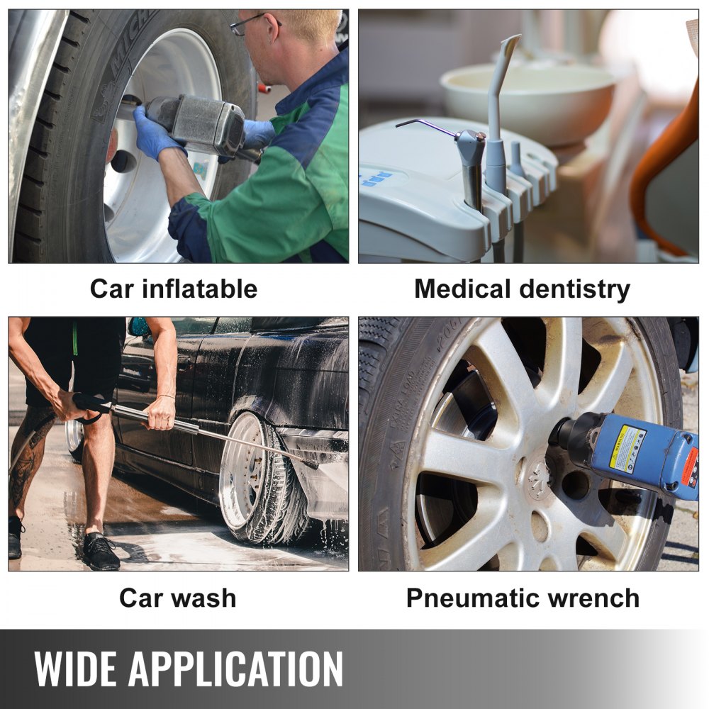 VEVOR Compressore Silenzioso 550W,  Compressore d'Aria Oil-free 9 L, Pressione 8 Bar, Compressore d'Aria Silenzioso 220V, Compressore Aria Portatile, Rumorosità: 58 dB, per Esigenze di Gonfiaggio