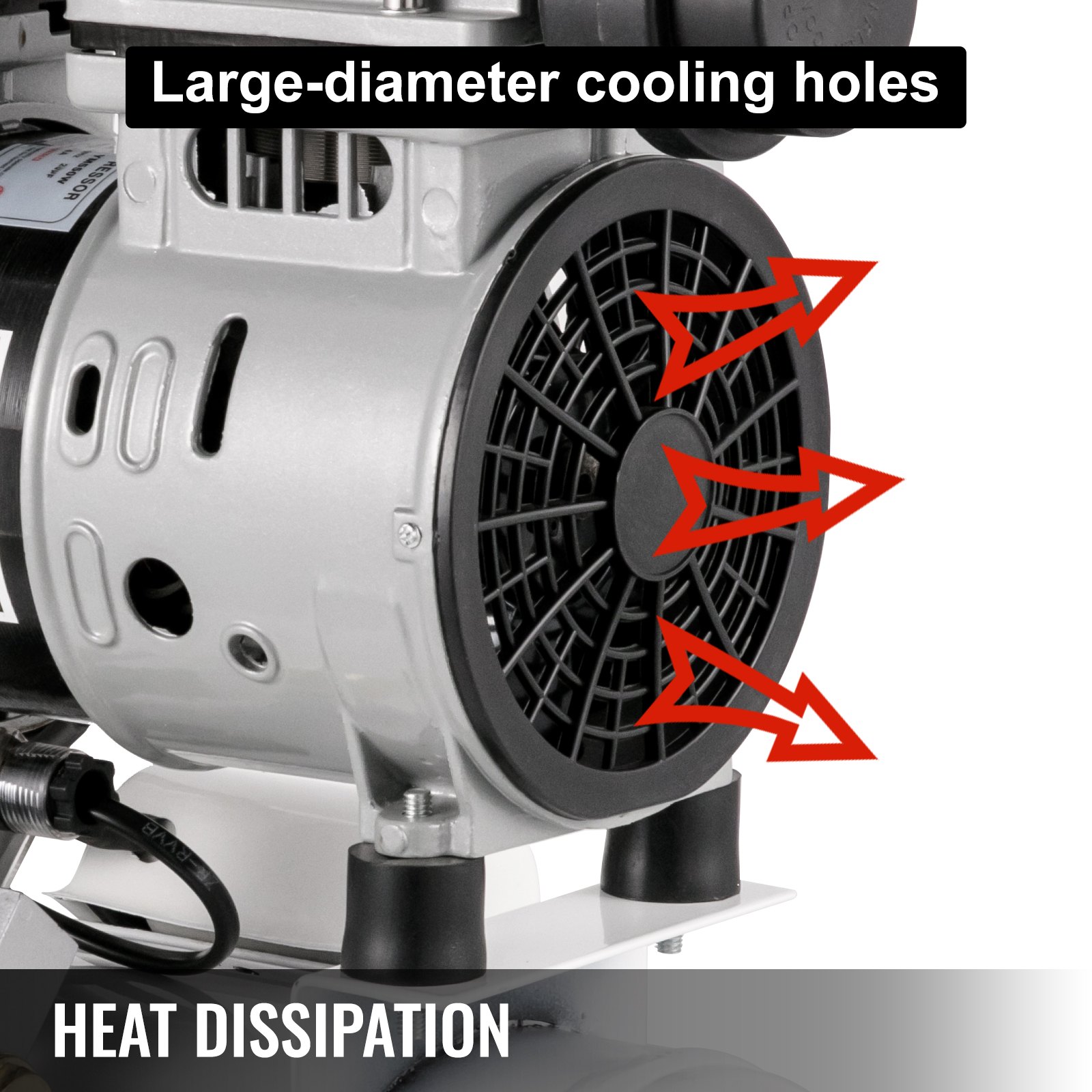 VEVOR Compressore Silenzioso 550W,  Compressore d'Aria Oil-free 9 L, Pressione 8 Bar, Compressore d'Aria Silenzioso 220V, Compressore Aria Portatile, Rumorosità: 58 dB, per Esigenze di Gonfiaggio