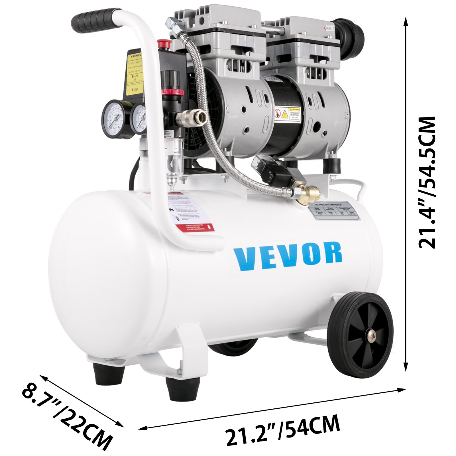 Vevor Compressore Silenzioso 750w 25l Compressore D'aria Oil-con Pistola