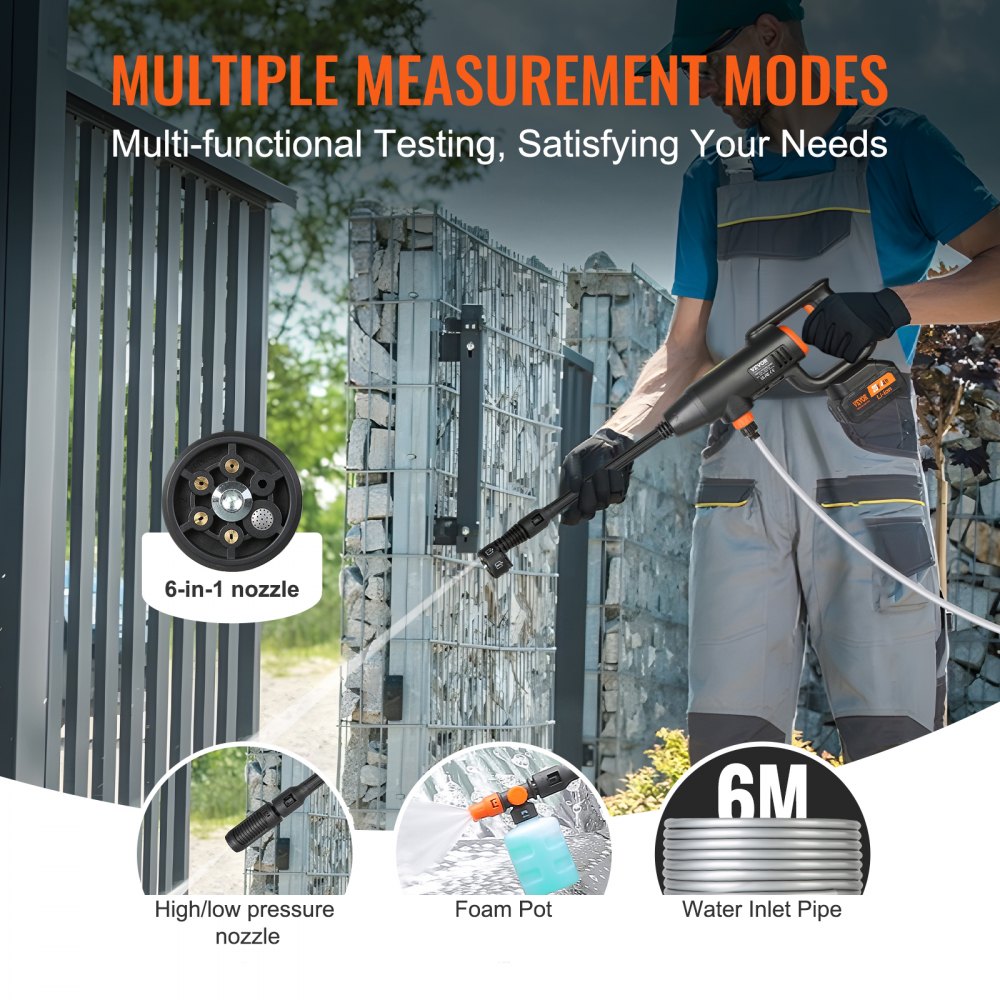 VEVOR Idropulitrice Portatile Senza Fili, Idropulitrice Autolavaggio da 580 PSI 1,1 GPM, Idropulitrice Portatile ad Alta Pressione con Batteria da 4,0 Ah, Pulitrice Portatile Accessori con Valigetta