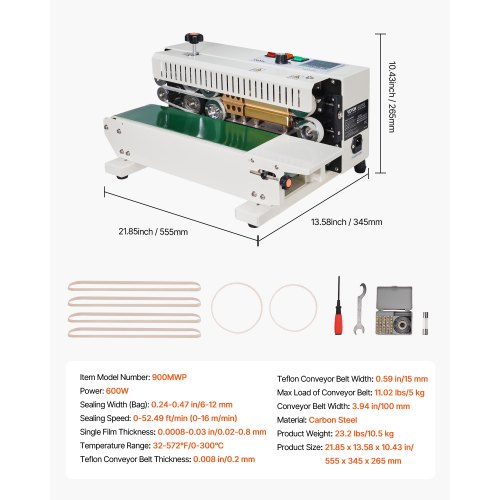 Sigillatrice Automatica Orizzontale 500W FR-900 – Per Sacchetti Plastica E Alluminio, Con Trasportatore E Controllo Temperatura