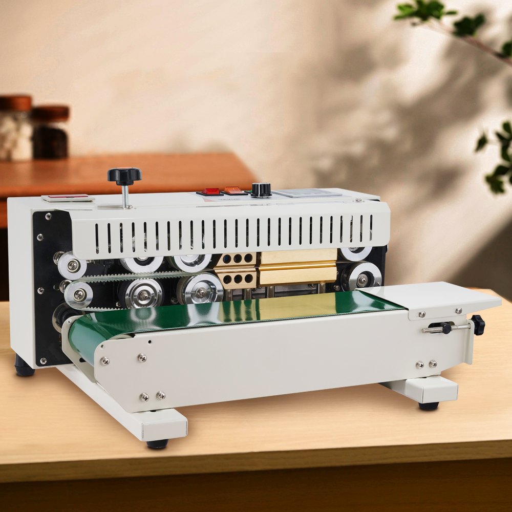 VEVOR Macchina Sigillatrice Orizzontale a Nastro Continuo per Sacchetti, Larghezza Saldatura 6-12 mm Controllo Digitale Temperatura, Funzione Conteggio, Sigillatrice Sacchetti di Plastica 0,02-0,8 mm