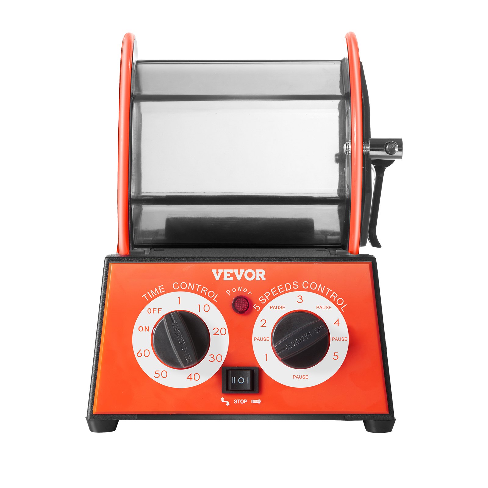 VEVOR Lucidatrice per Gioielli Metalli Buratto Rotativo Capienza Max. da 5kg per Uso Domestico Fai-da-te, Lucidatrice 230V CA / 60 Hz Potenza da 60W 5 Velocità Regolabile Buratto Trasparente da Banco