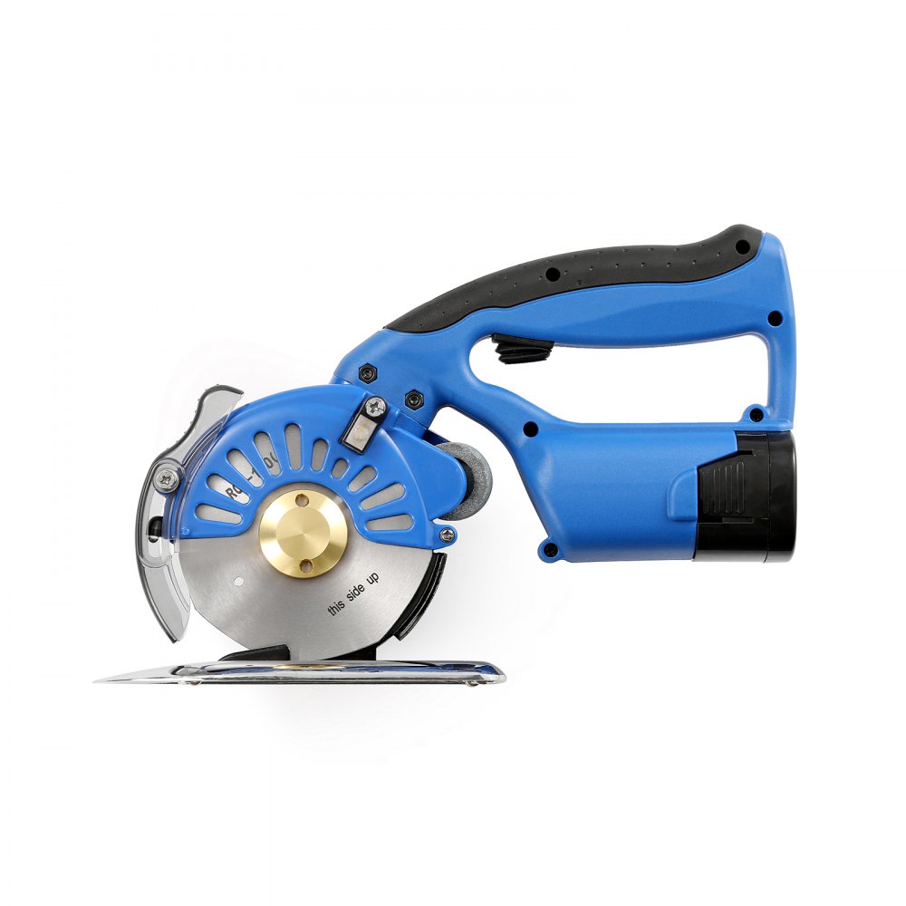 VEVOR Forbice Rotante Elettrica da Cucito a Batteria 150 W Taglierina Tessuti Elettrico Rotante Spessore di Taglio 27 mm Lama da 100 mm 5 Velocità Regolabili Autoaffilante per Taglio Tessuti in Cotone