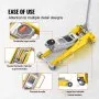 VEVOR hydraulic trolley jack, low-profile 3-ton capacity, robust aluminum hydraulic jack with double-piston rapid-lift pump, yellow, 93-465 mm