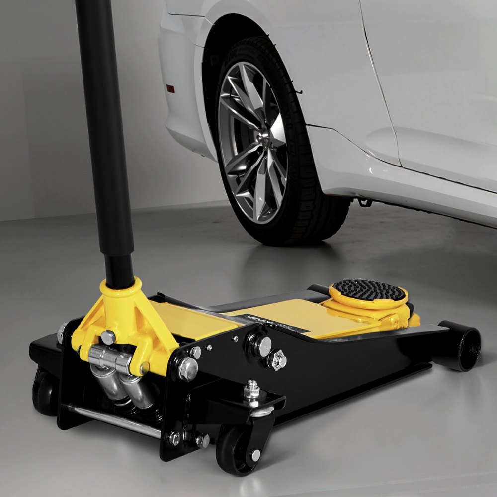 VEVOR Cric da Pavimento a Basso Profilo Capacità 2 t, Cric da Pavimento da Corsa in Acciaio con Pompa a Sollevamento Rapido a Doppio Pistone, Sollevatore Idraulico per Auto Sportive, Berline