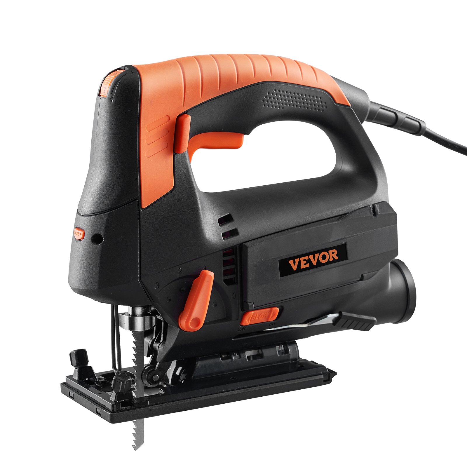 VEVOR Seghetto Alternativo a Filo 800W con Posizionamento Laser per Taglio Curvo per Legno Metallo, Seghetto Alternativo Corrente a Vuoto 2,5 A-3,5 A, Kit di Seghetto Alternativo 6 Velocità Regolabili