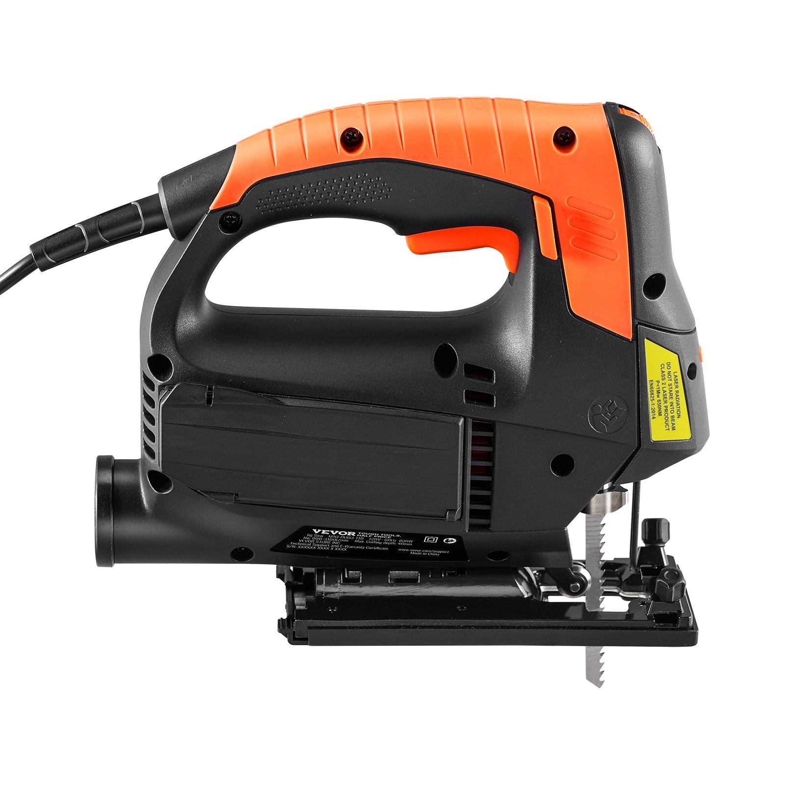 VEVOR Seghetto Alternativo a Filo 800W con Posizionamento Laser per Taglio Curvo per Legno Metallo, Seghetto Alternativo Corrente a Vuoto 2,5 A-3,5 A, Kit di Seghetto Alternativo 6 Velocità Regolabili