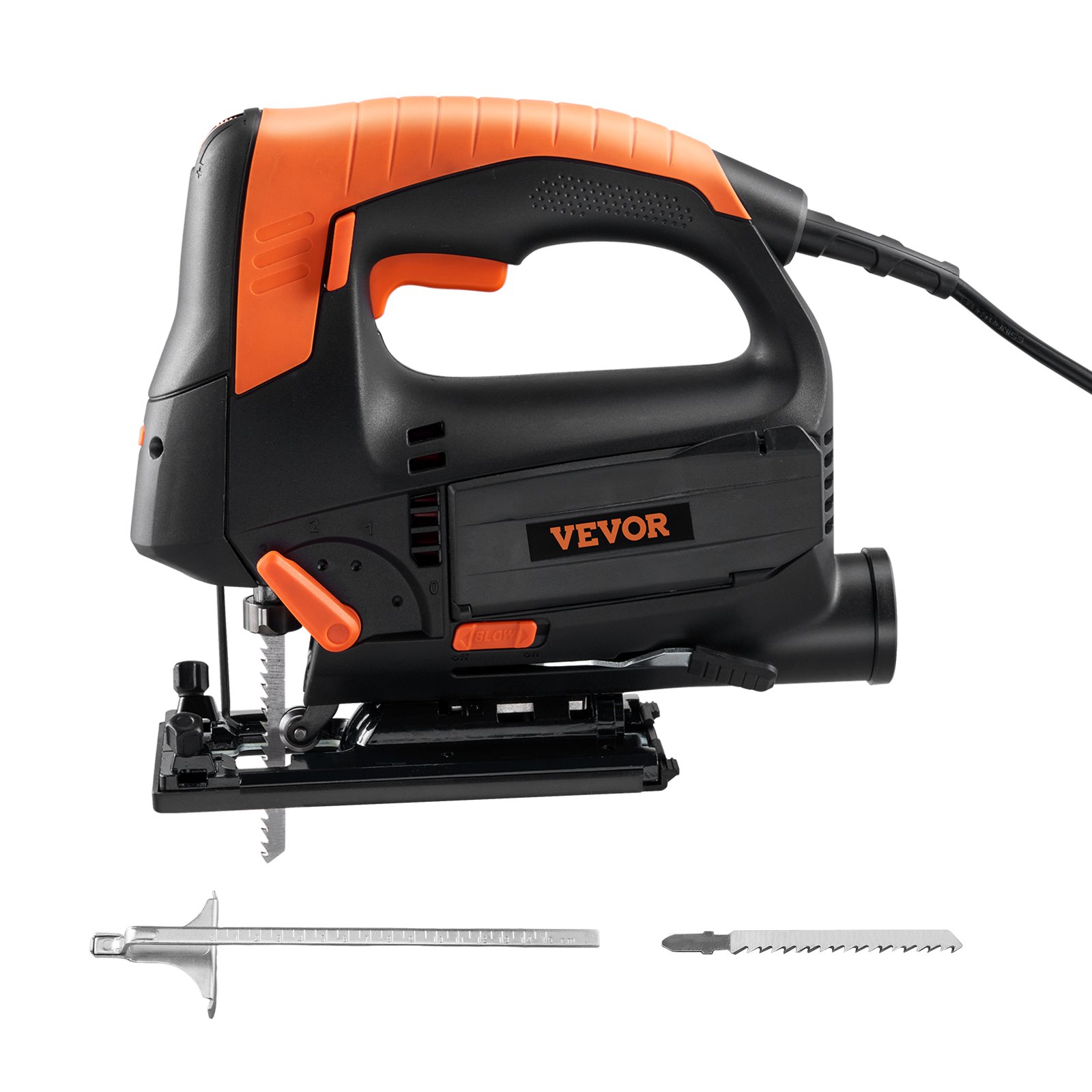 VEVOR Seghetto Alternativo a Filo 800W con Posizionamento Laser per Taglio Curvo per Legno Metallo, Seghetto Alternativo Corrente a Vuoto 2,5 A-3,5 A, Kit di Seghetto Alternativo 6 Velocità Regolabili