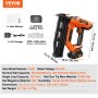 VEVOR Chiodatrice per Finiture a Batteria 20V Chiodatrice Elettrica per Cornici 16 GA, Kit di Pistola Sparachiodi da 25/32/40/50/64mm a Batteria Caricabatterie Chiodatura per Costruzioni Domestiche