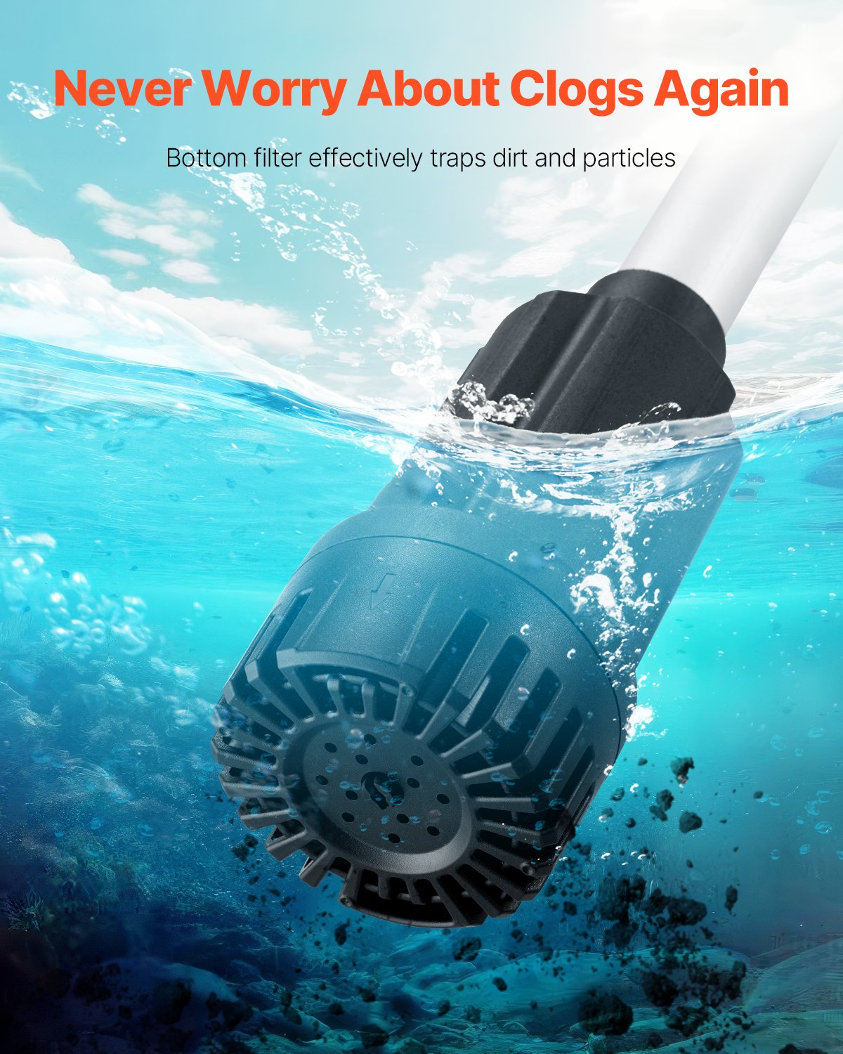 VEVOR Pompa per Trasferimento Acqua con Bacchetta Wireless, Pompa di Raccolta Portatile da 528 GPH con Tubo da Giardino NPT3/4", Compatibile con Batteria Dewalt 20V MAX (Senza Batteria), Pompa Elettrica con Bacchetta per Piscina, Giardino, Stagno