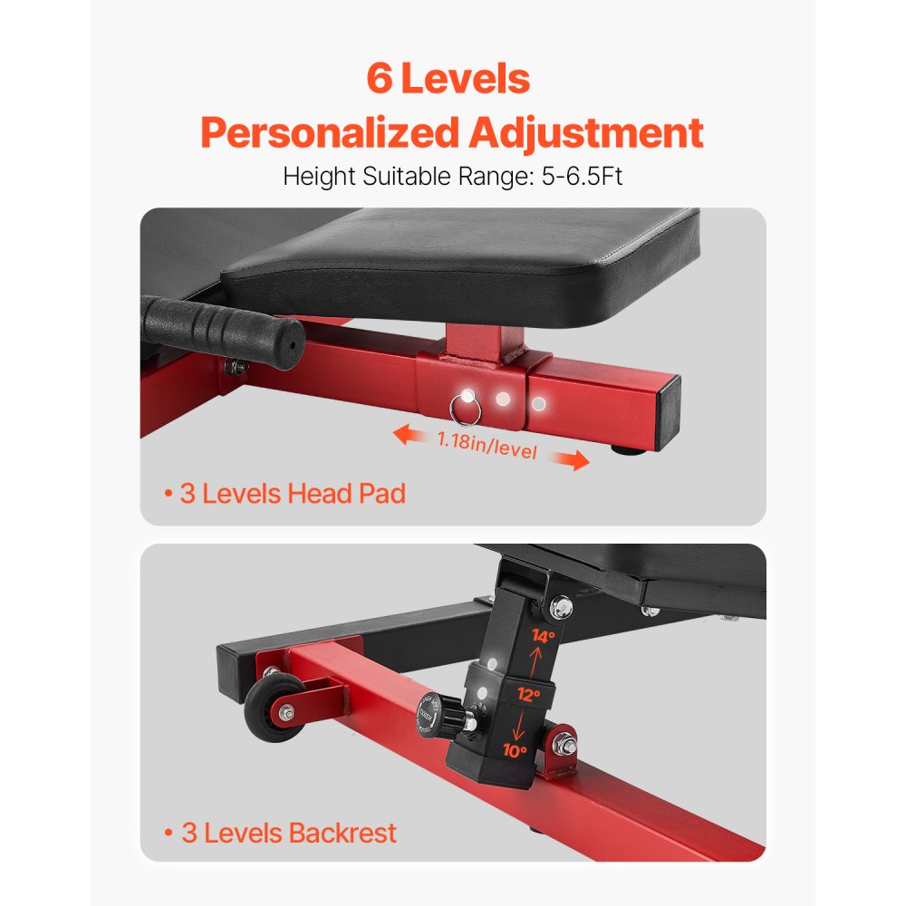 VEVOR Macchina per Pressa per Gambe Verticale, Attrezzatura Regolabile per Allenamento con Pressa per Gambe in Acciaio al Carbonio, per Palestra Domestica Capacità di 249,5 kg Nero Rosso