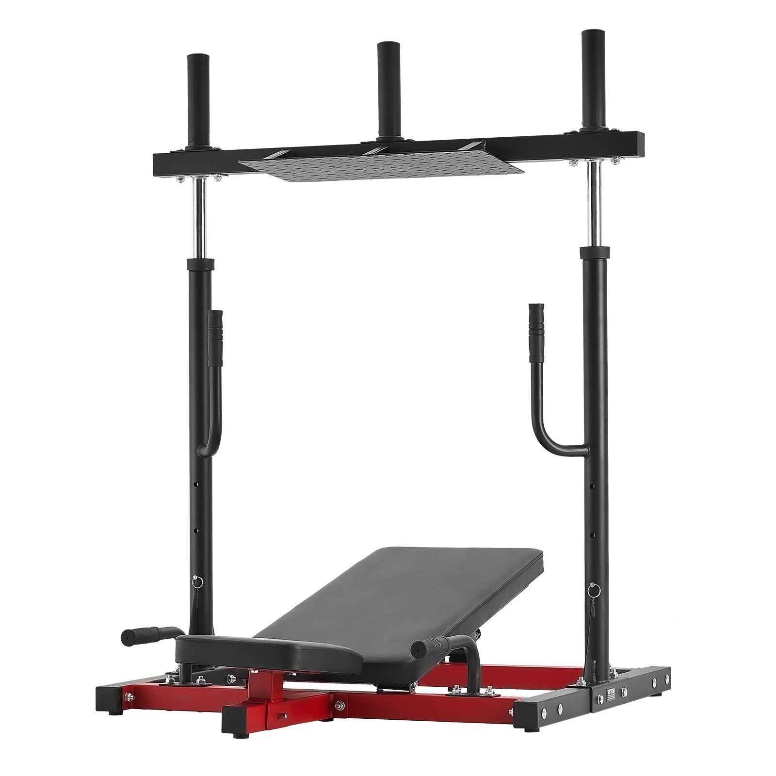 VEVOR Macchina per Pressa per Gambe Verticale, Attrezzatura Regolabile per Allenamento con Pressa per Gambe in Acciaio al Carbonio, per Palestra Domestica Capacità di 249,5 kg Nero Rosso