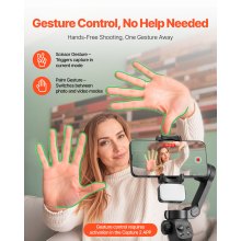 VEVOR Stabilizzatore Cardanico per Smartphone, Stabilizzazione a 3 Assi, per Telefono per la Registrazione Video, con Luce di Riempimento Magnetica, Rilevamento del Viso, Controllo dei Gesti