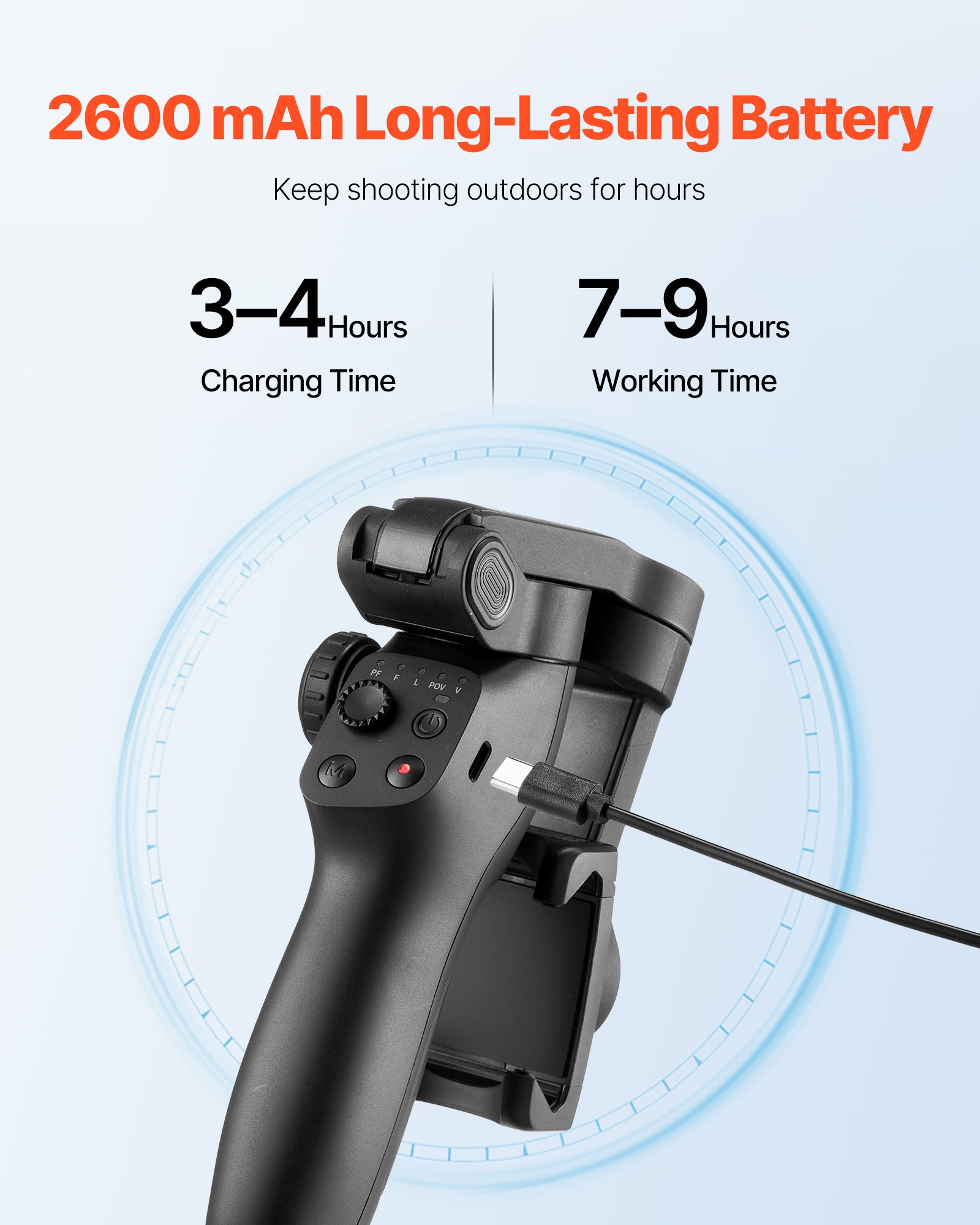 VEVOR Stabilizzatore Cardanico per Smartphone, Stabilizzazione a 3 Assi, con Tracciamento di Viso e Oggetto, Treppiede, Stabilizzatore per Telefono Portatile e Pieghevole per Registrazione Video