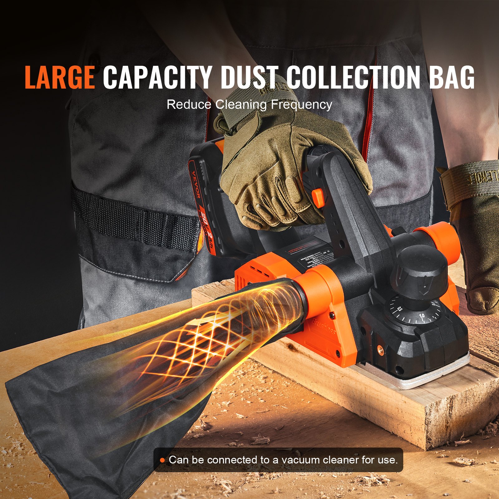 VEVOR Cordless Planer 20V Hand Planer 82mm Width Planing Machine 2mm Planing Depth Electric Planer 16500rpm One-Hand Planer with HSS Blades and Double Dust Outlet System Hobekl Hand Planer