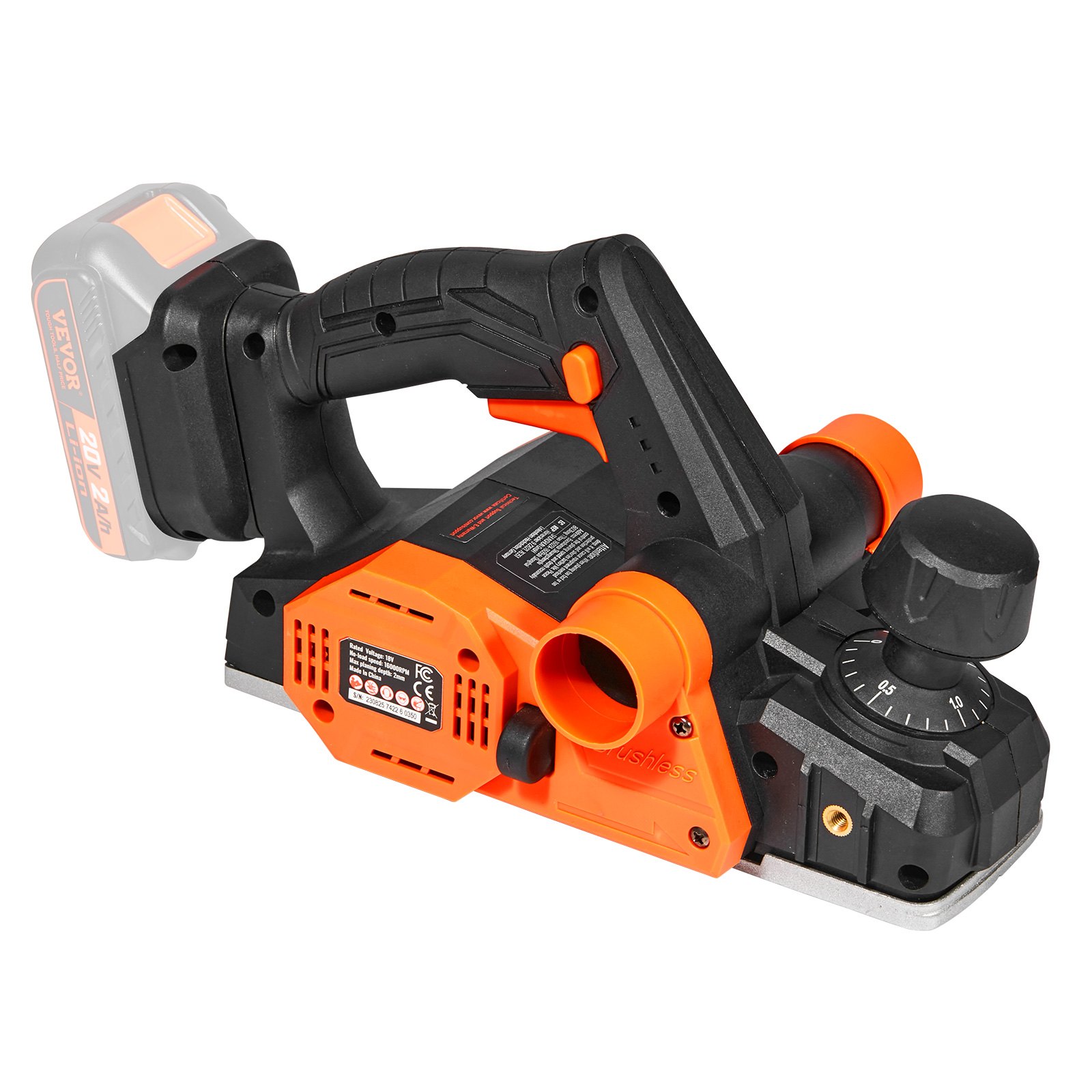 VEVOR Cordless Planer 20V Hand Planer 82mm Width Planing Machine 2mm Planing Depth Electric Planer 16500rpm One-Hand Planer with HSS Blades and Double Dust Outlet System Hobekl Hand Planer