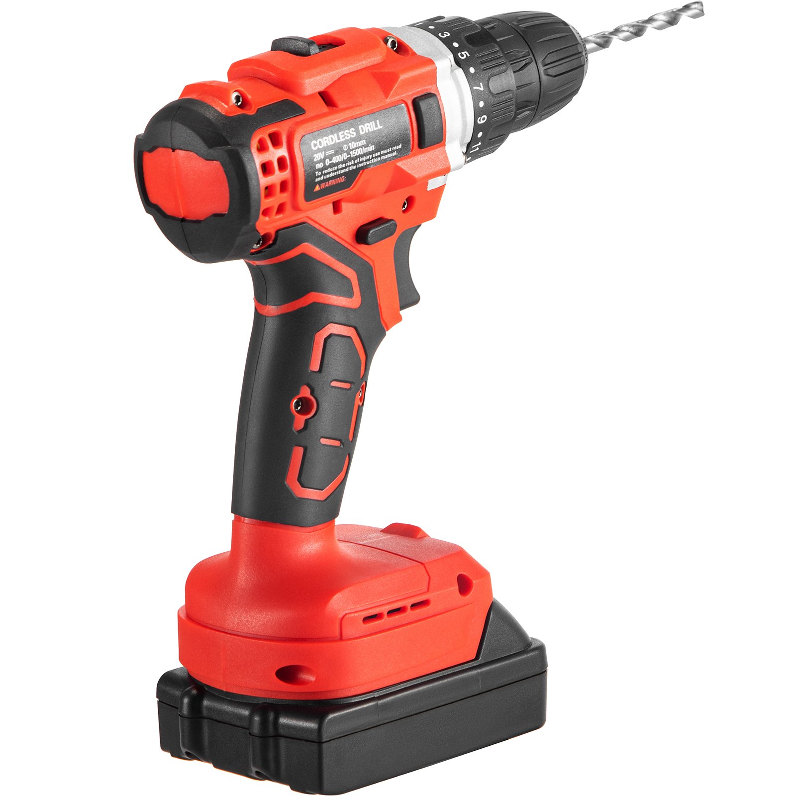 VEVOR Trapano Avvitatore Batteria a Percussione, 20V 35Nm Avvitatore a Batteria, Velocità 1500 giri/min Trapano Elettrico con Percussione,  2Ah Trapano Avvitatore a Percussione Brushless, Rosso/Nero