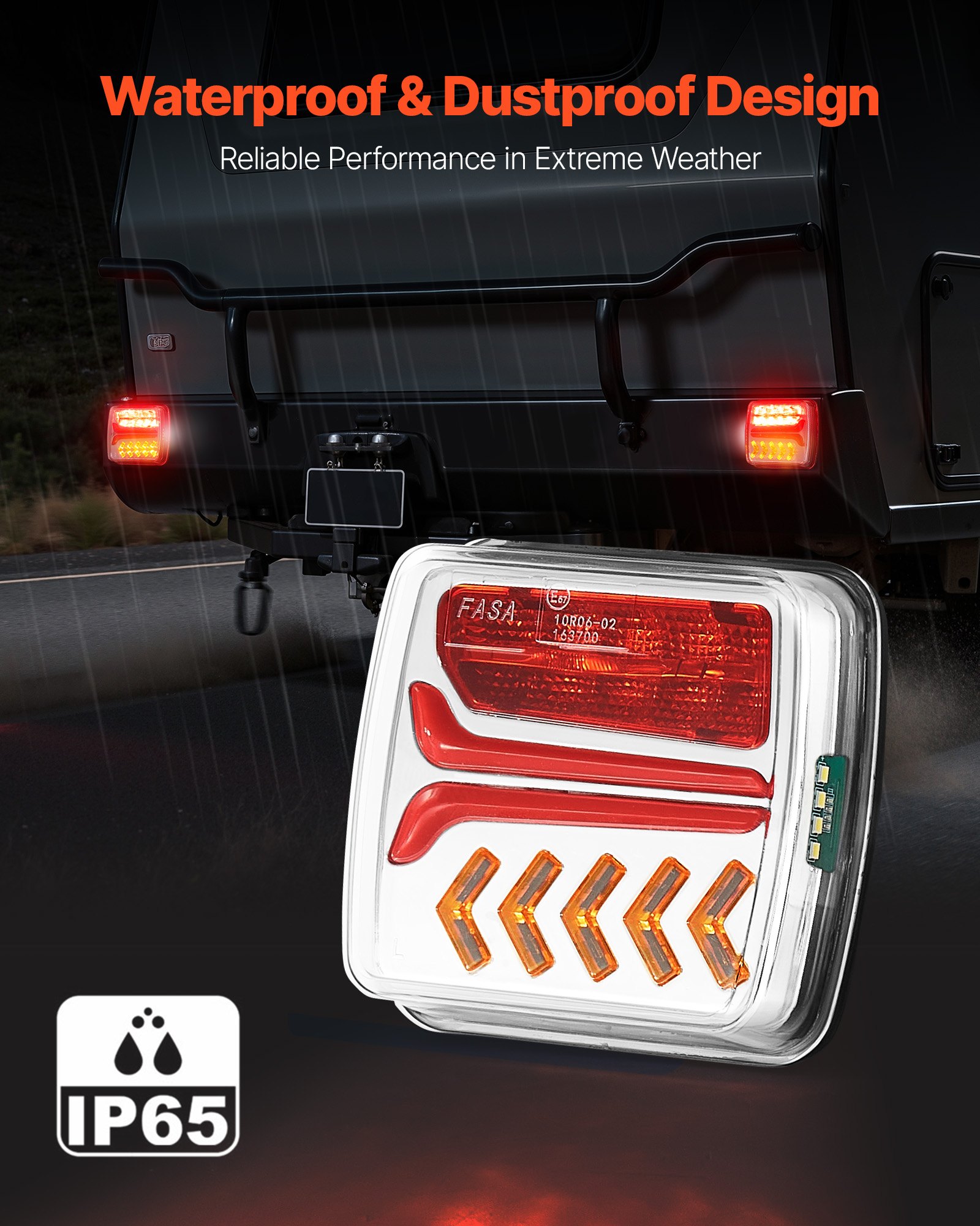 VEVOR Luci per Rimorchio, Kit di 2 Luci Posteriori Magnetiche Senza Fili a LED Quadrate da 12 V con Stop, Freno, Luce di Retromarcia, Targa, Kit di Illuminazione Impermeabile per Barca, Camion