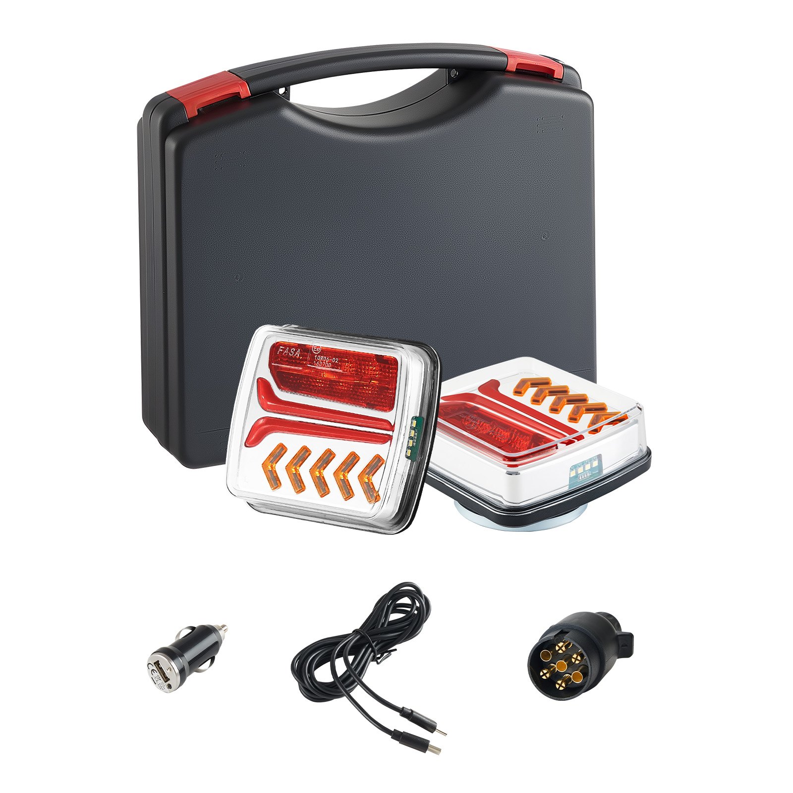 VEVOR Luci per Rimorchio, Kit di 2 Luci Posteriori Magnetiche Senza Fili a LED Quadrate da 12 V con Stop, Freno, Luce di Retromarcia, Targa, Kit di Illuminazione Impermeabile per Barca, Camion