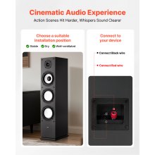 VEVOR Altoparlante da Pavimento, Altoparlante a Torre a 2 Vie con Doppi Woofer da ca. 165 mm, Picco da 200 W, Involucro in MDF, Risposta in Frequenza da 70 Hz a 20 kHz, per Audio Domestico, 1 Pezzo