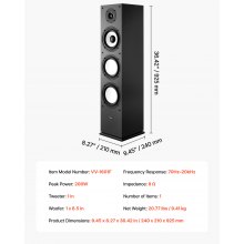 VEVOR Altoparlante da Pavimento, Altoparlante a Torre a 2 Vie con Doppi Woofer da ca. 165 mm, Picco da 200 W, Involucro in MDF, Risposta in Frequenza da 70 Hz a 20 kHz, per Audio Domestico, 1 Pezzo