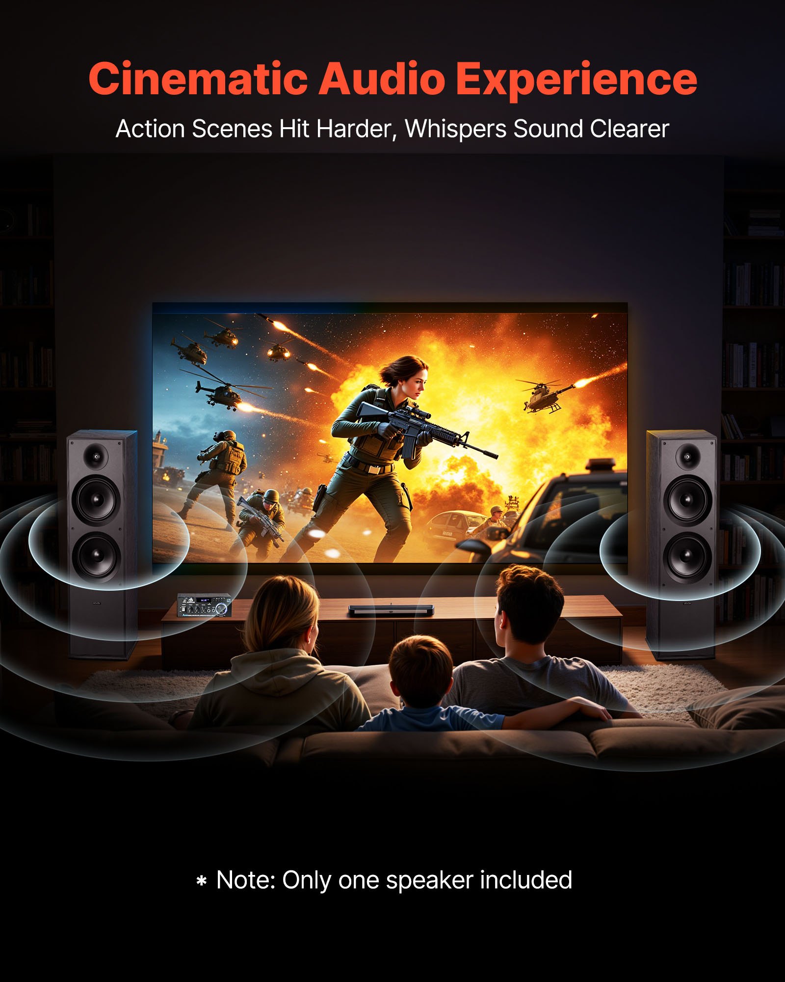 VEVOR Altoparlante da Pavimento Passivo, Altoparlante a Torre a 2 Vie con Doppi Woofer da ca. 203 mm, Picco da 600 W, Involucro in MDF, Risposta in Frequenza da 50 Hz a 20 kHz, per Audio Domestico, Singolo